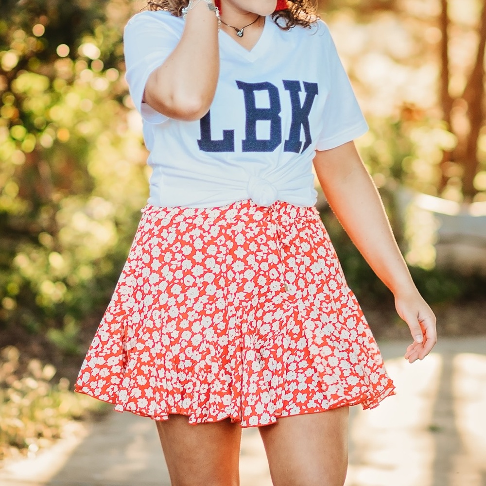 Red and white swing skirt